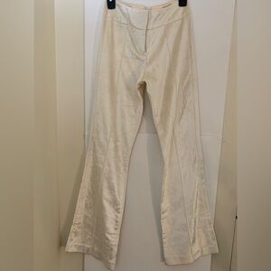 Bebe Ivory Velvet Notch Waist Pants